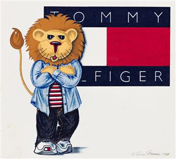 JULIE CASTILLO (1961- ) Lion Cub with Tommy Hilfiger Flag. * Tommy Girl Lion Cub Star Reacher. [FASHION / TOMMY HILFIGER]